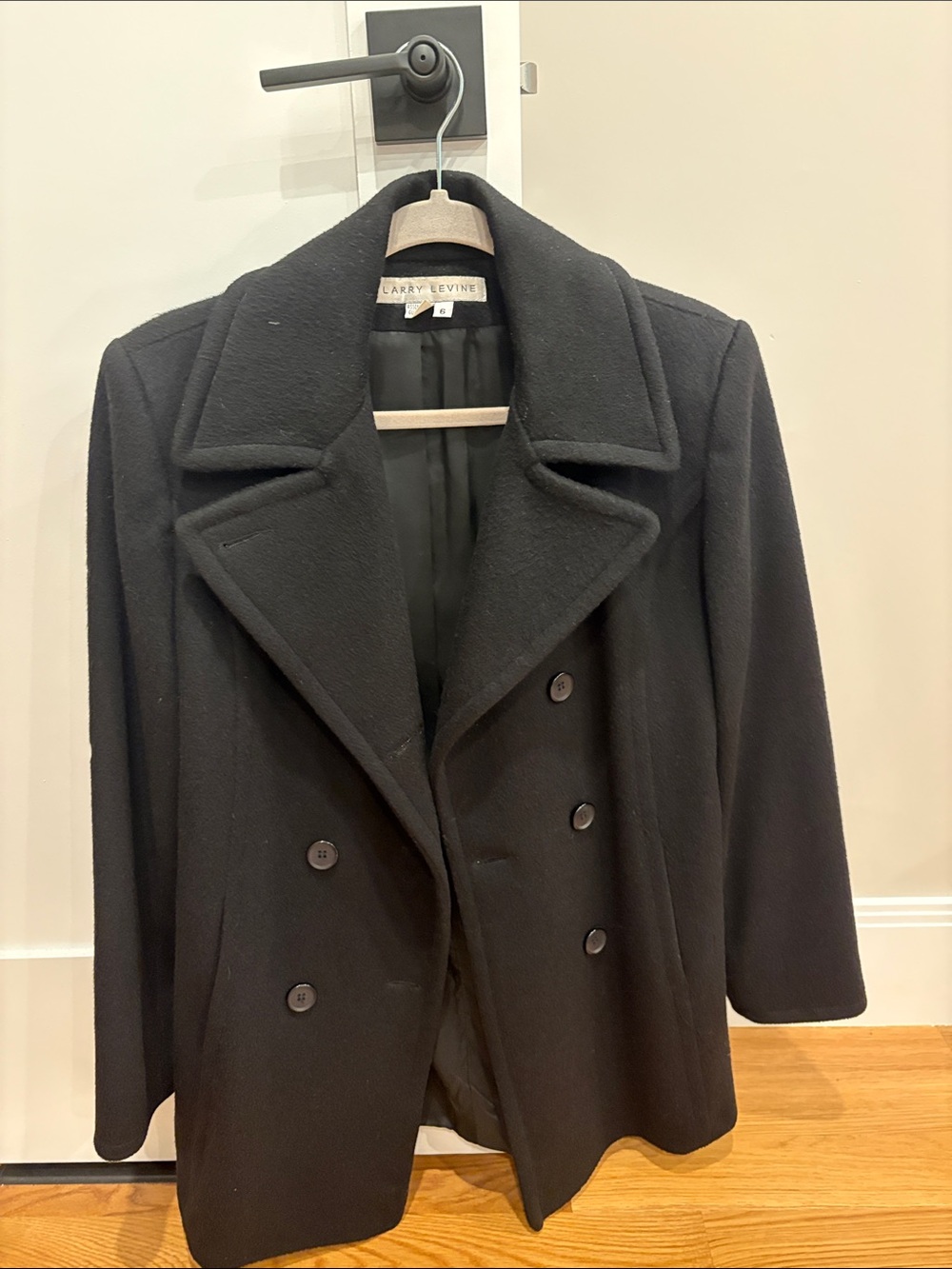 Larry Levine Black Double-Breasted Pea Coat